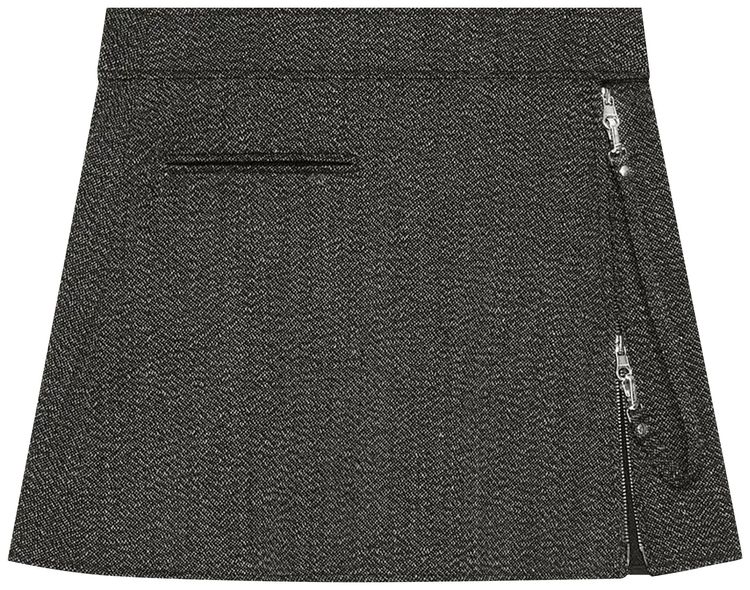 Courreges 2 Pocket Zipped Caviar Mini Skirt Black