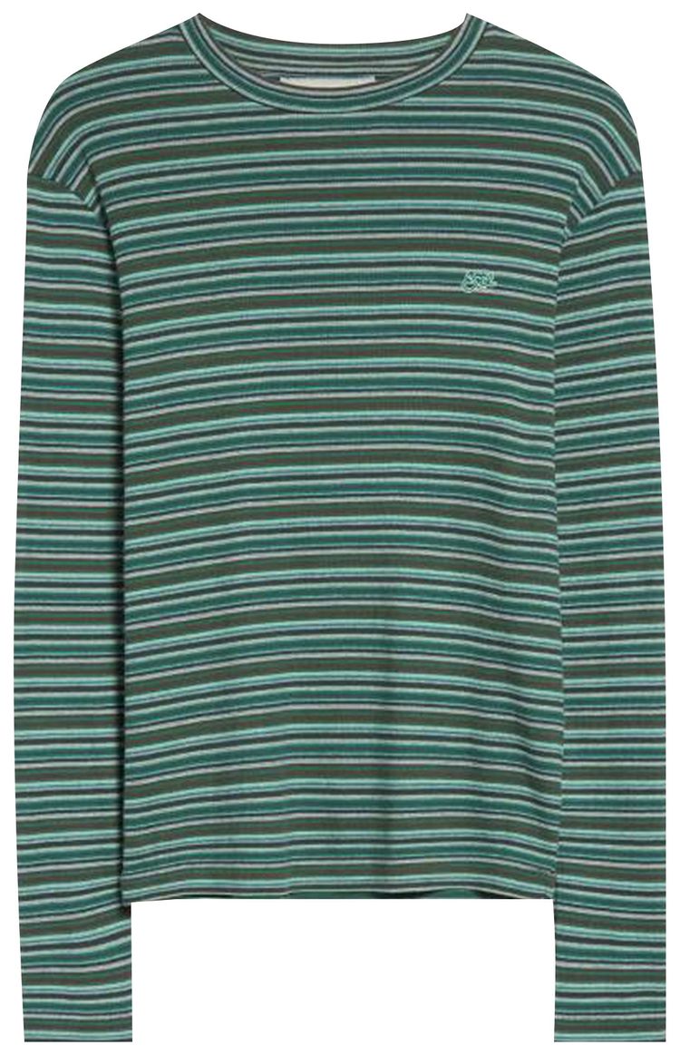 ERL Striped Long Sleeve T Shirt Green