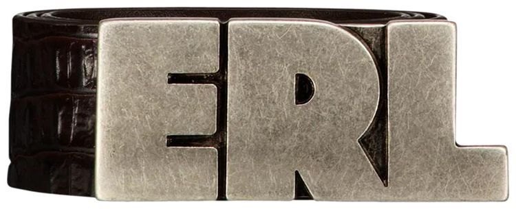 ERL Logo Croco Effect Leather Belt Brown