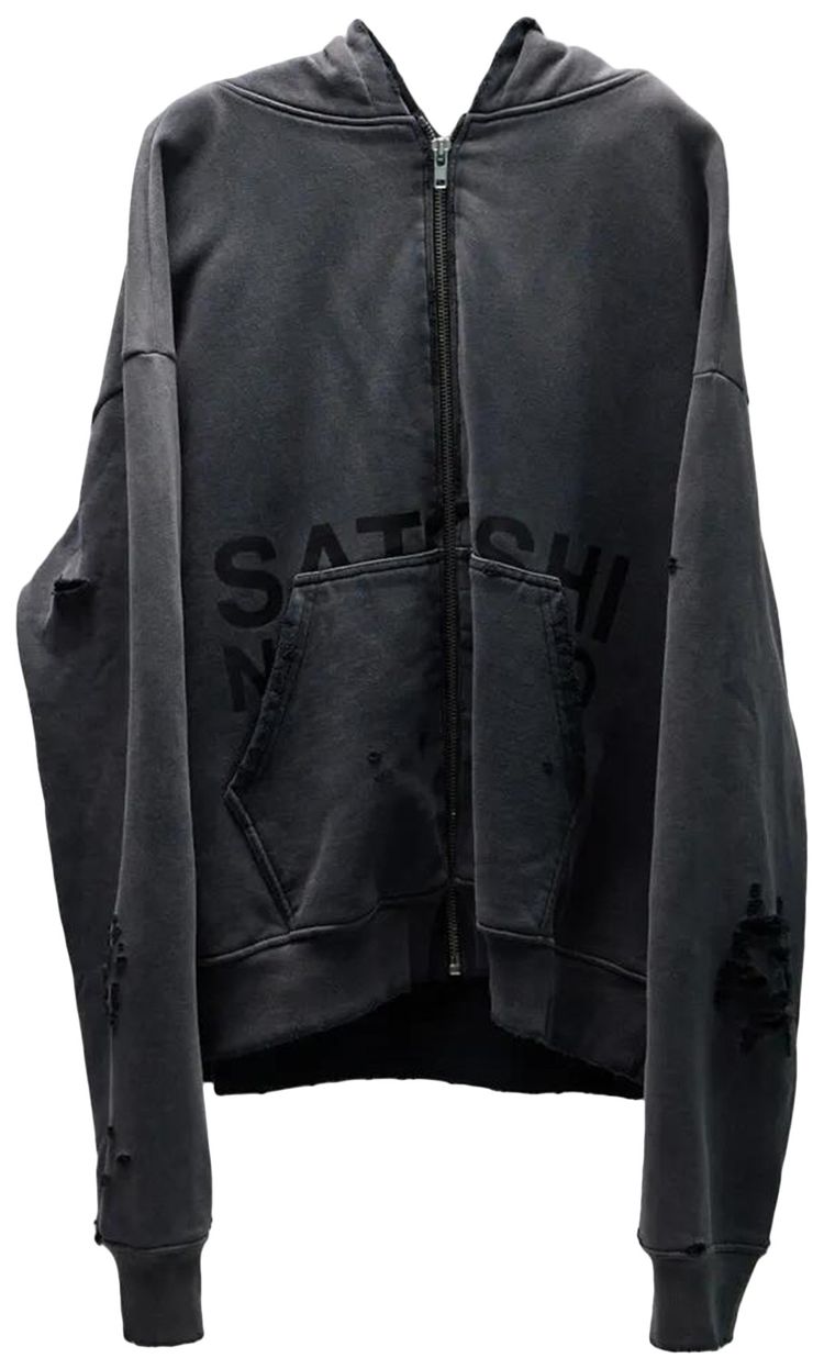 Satoshi Nakamoto Elliott Zip Up Hoodie Washed Black