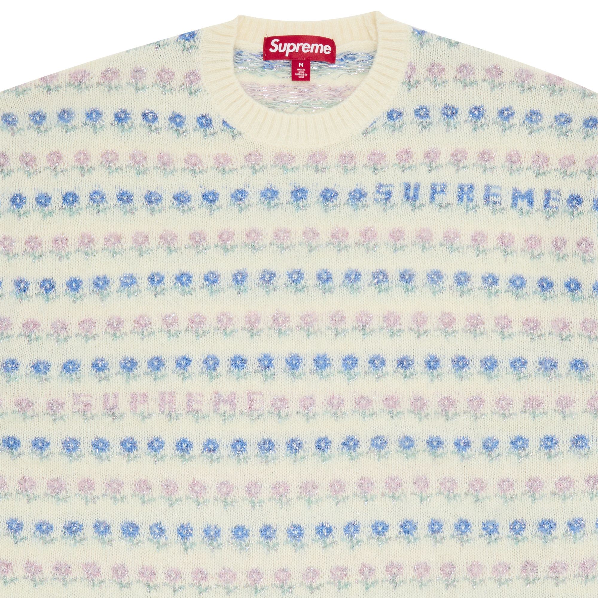 Buy Supreme Flowers Metallic Sweater 'Ivory' - FW25SK10 IVORY | GOAT