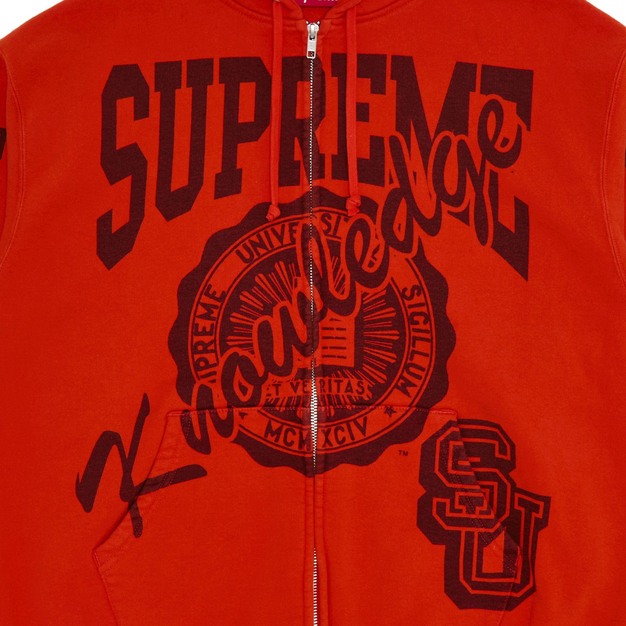 Buy Supreme Knowledge Reigns Zip Up Hooded Sweatshirt 'Orange
