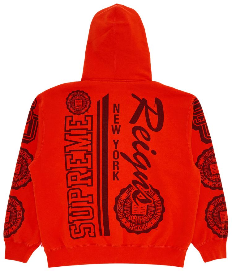 Supreme Knowledge Reigns Zip Up Hooded Sweatshirt Orange