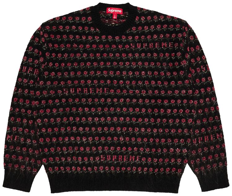 Supreme Flowers Metallic Sweater Black