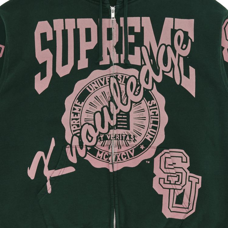 Supreme Knowledge Reigns Zip Up Hooded Sweatshirt Dark Green