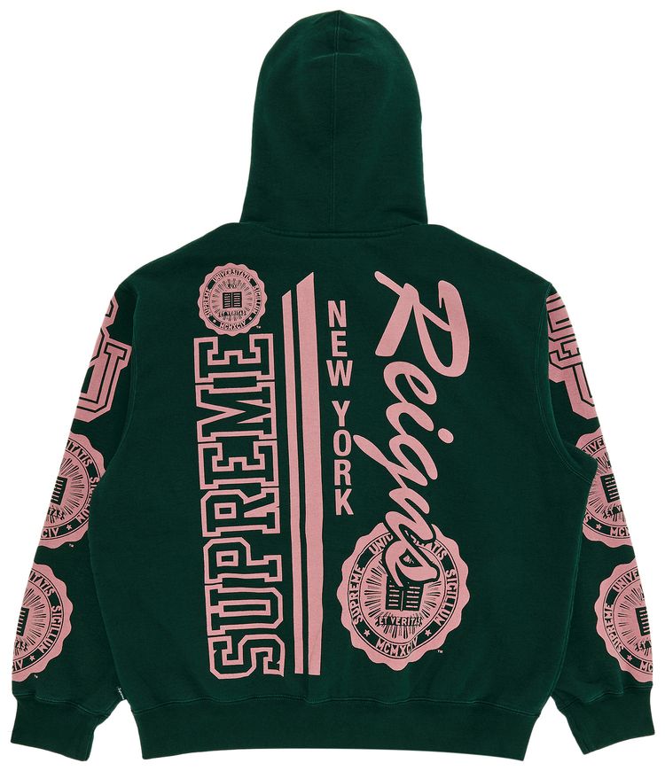 Supreme Knowledge Reigns Zip Up Hooded Sweatshirt Dark Green