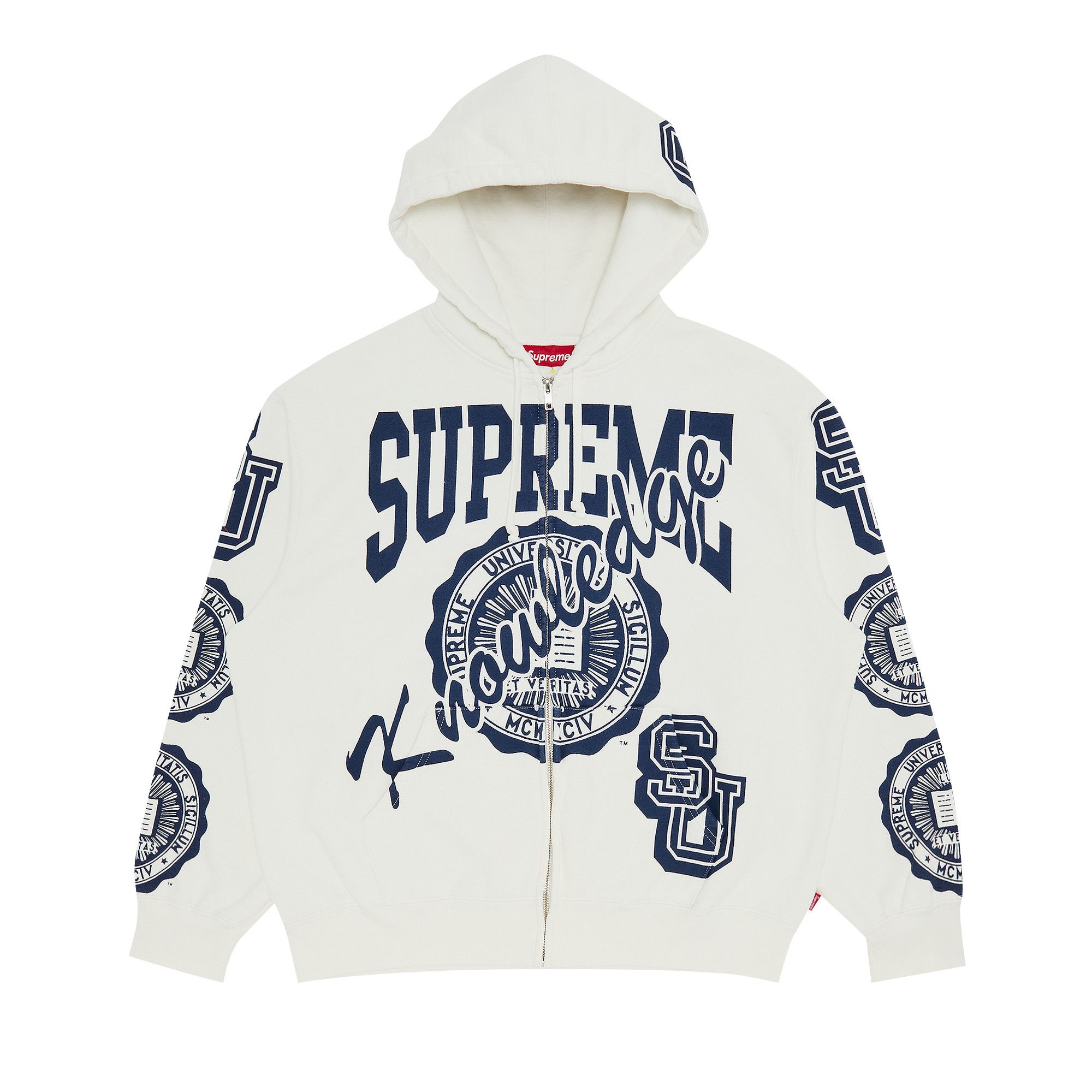 Buy Supreme Knowledge Reigns Zip Up Hooded Sweatshirt 'White