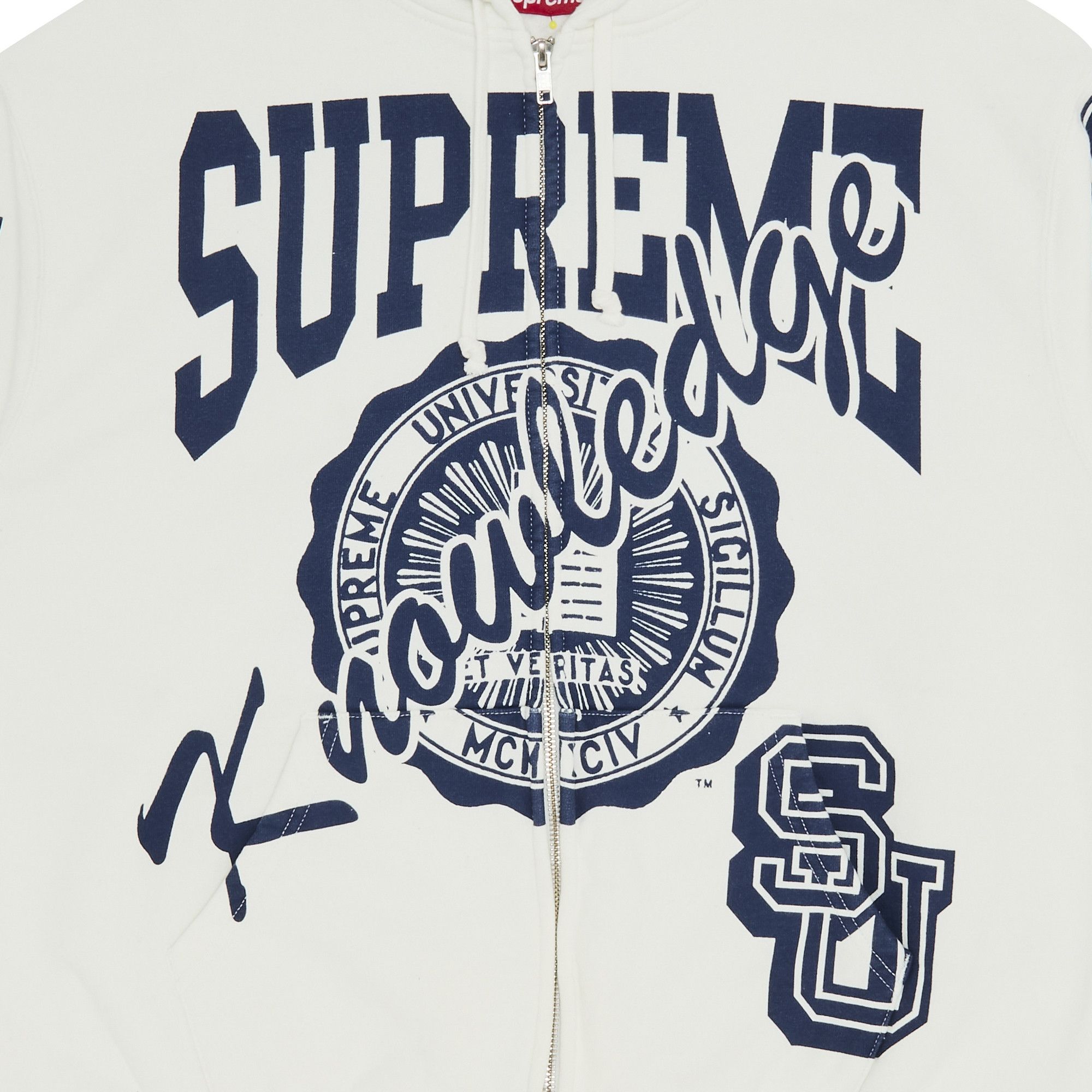 Buy Supreme Knowledge Reigns Zip Up Hooded Sweatshirt 'White
