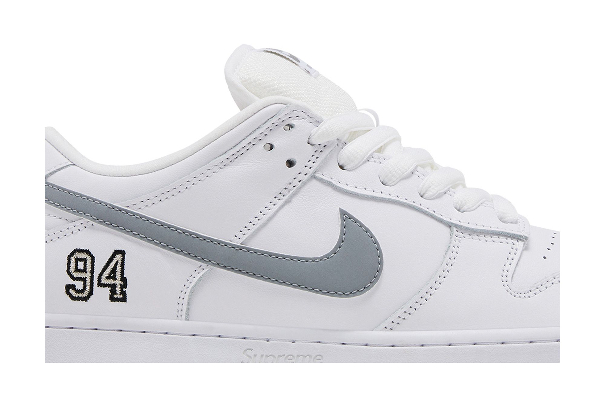 Supreme × Nike SB Dunk Low White 26.5 Buy Supreme x Dunk Low SB 'White Metallic Silver' - HQ8487