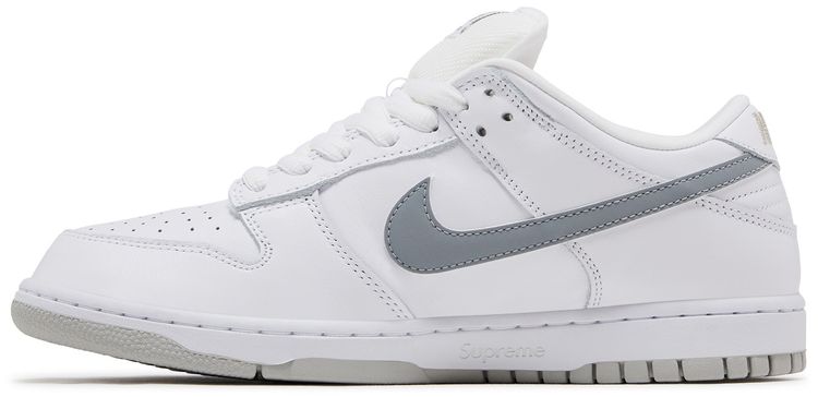 Supreme x Nike Dunk Low SB White Metallic Silver