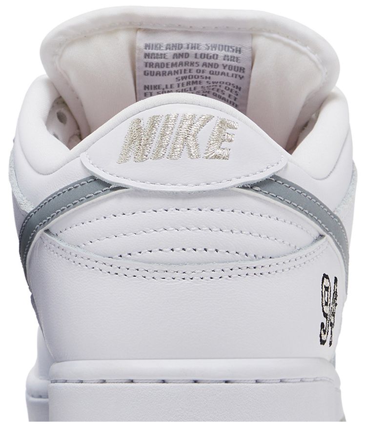 Supreme x Nike Dunk Low SB White Metallic Silver