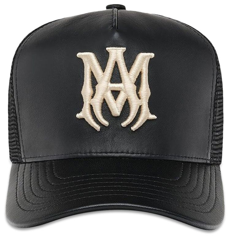 Amiri Leather MA Trucker Hat Black