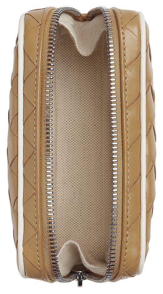 Bottega Veneta Intrecciato Teen Zipped Pouch Dark PralineWhite
