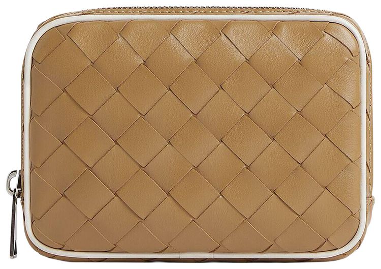 Bottega Veneta Intrecciato Teen Zipped Pouch Dark PralineWhite