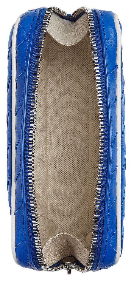 Bottega Veneta Intrecciato Small Zipped Pouch CobaltWhiteSilver