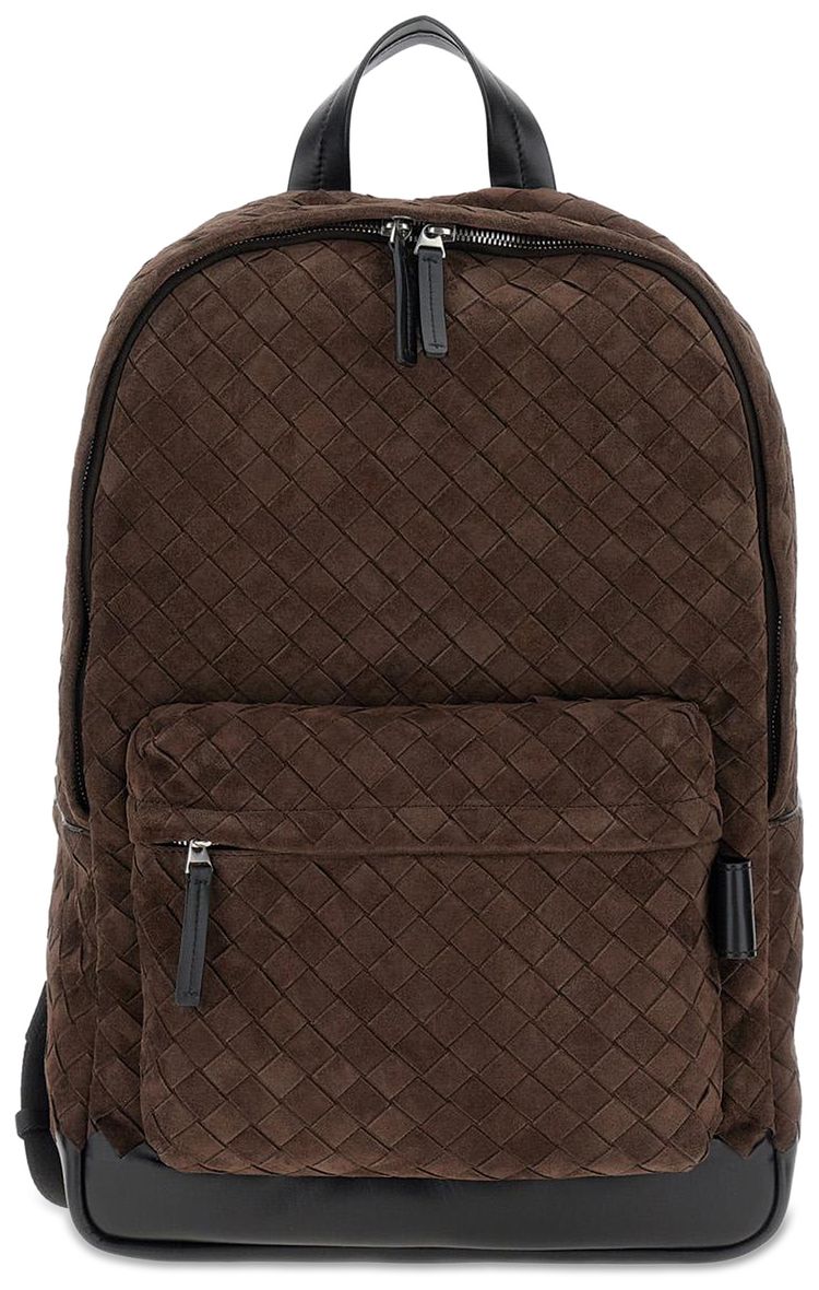 Bottega Veneta Intrecciato Suede Backpack FondantBlackSilver