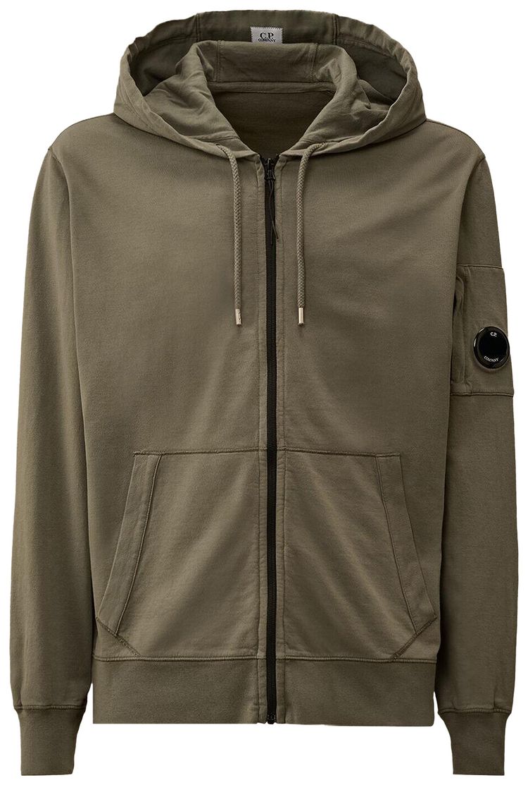 CP Company Light Fleece Hooded Full Zip Sweatshirt Gunmetal