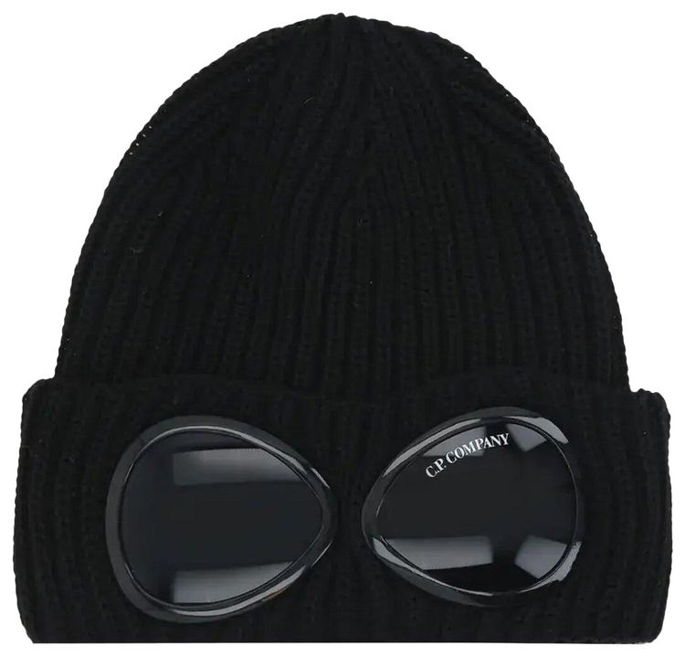 CP Company Extra Fine Merino Wool Goggle Beanie Black