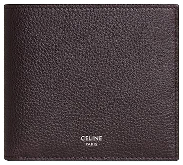 CELINE Bi Fold Wallet In Grained Calfskin Espresso