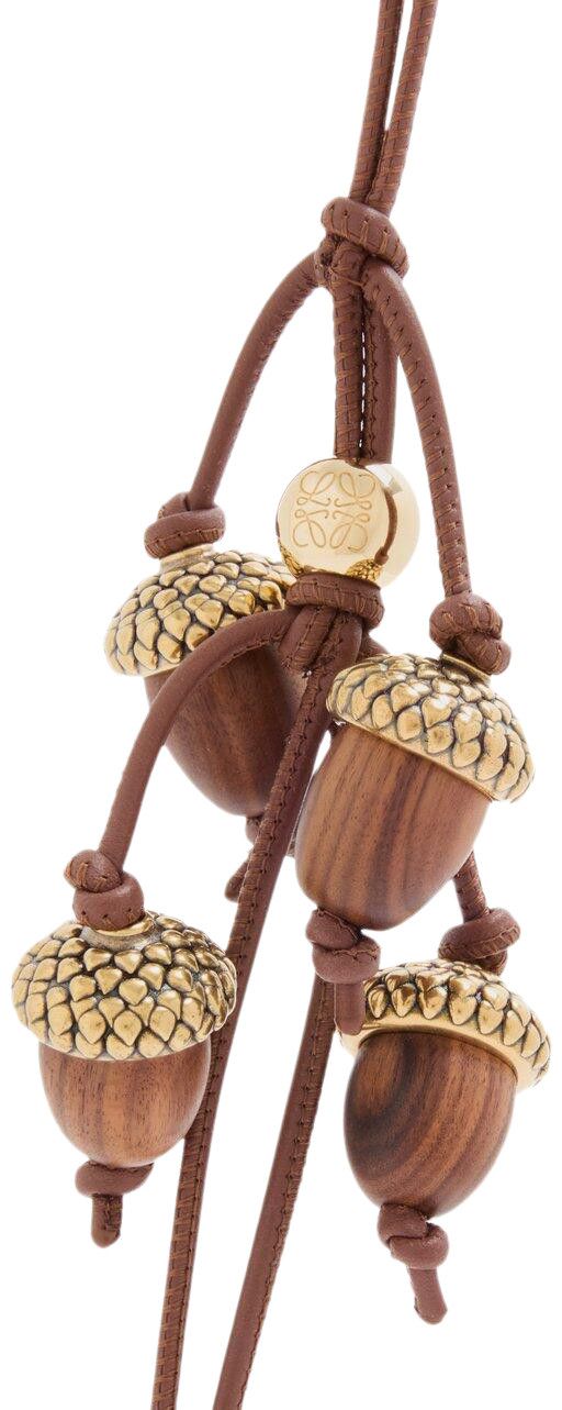 Loewe Wooden Acorn Charm GoldBrown