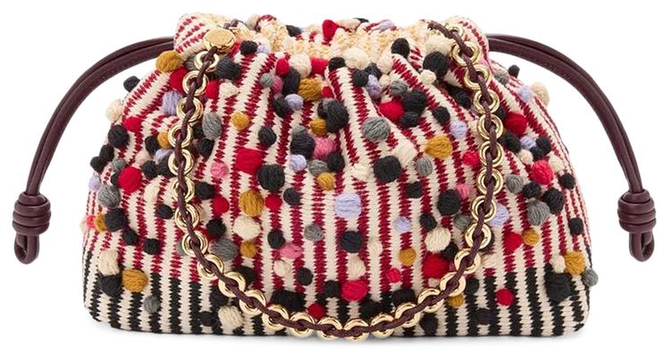 Loewe Medium Flamenco Purse In Embroidered Textile NaturalMulticolor