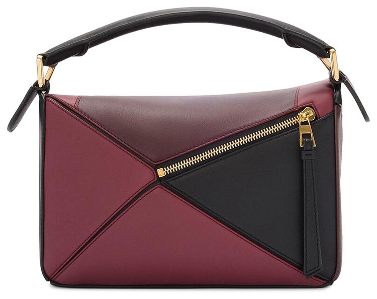 Loewe Small Puzzle Bag In Nappa Calfskin BlackBurgundy