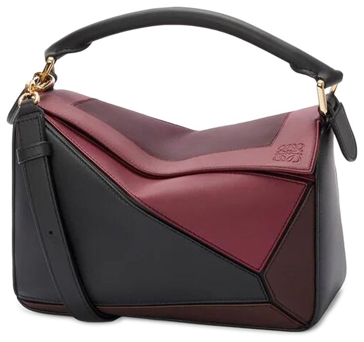 Loewe Small Puzzle Bag In Nappa Calfskin BlackBurgundy