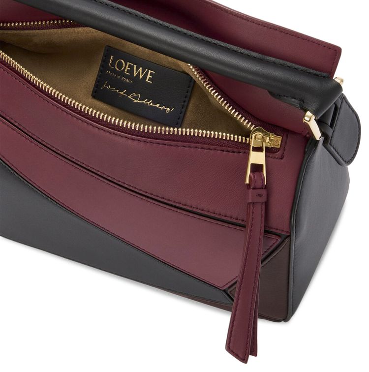 Loewe Small Puzzle Bag In Nappa Calfskin BlackBurgundy