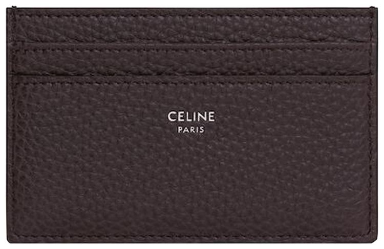 CELINE Medium Card Holder In Grained Calfskin Espresso