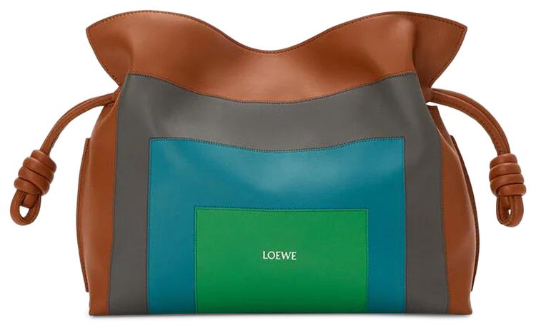 Loewe Medium Flamenco Clutch In Nappa Calfskin CaramelBright Green