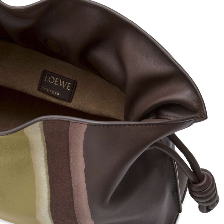 Loewe Medium Flamenco Clutch Landscape In Nappa Calfskin ChocolateLight Moss