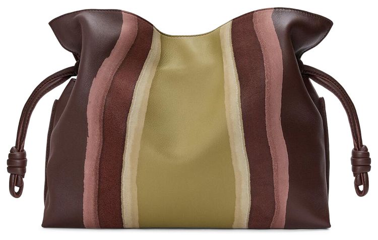 Loewe Medium Flamenco Clutch Landscape In Nappa Calfskin ChocolateLight Moss