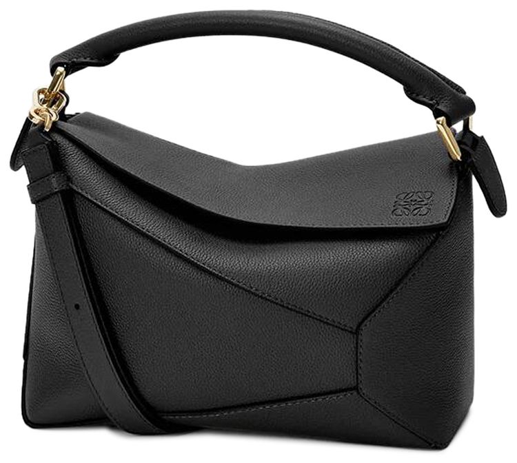 Loewe Small Puzzle Edge Bag In Soft Grained Calfskin Black