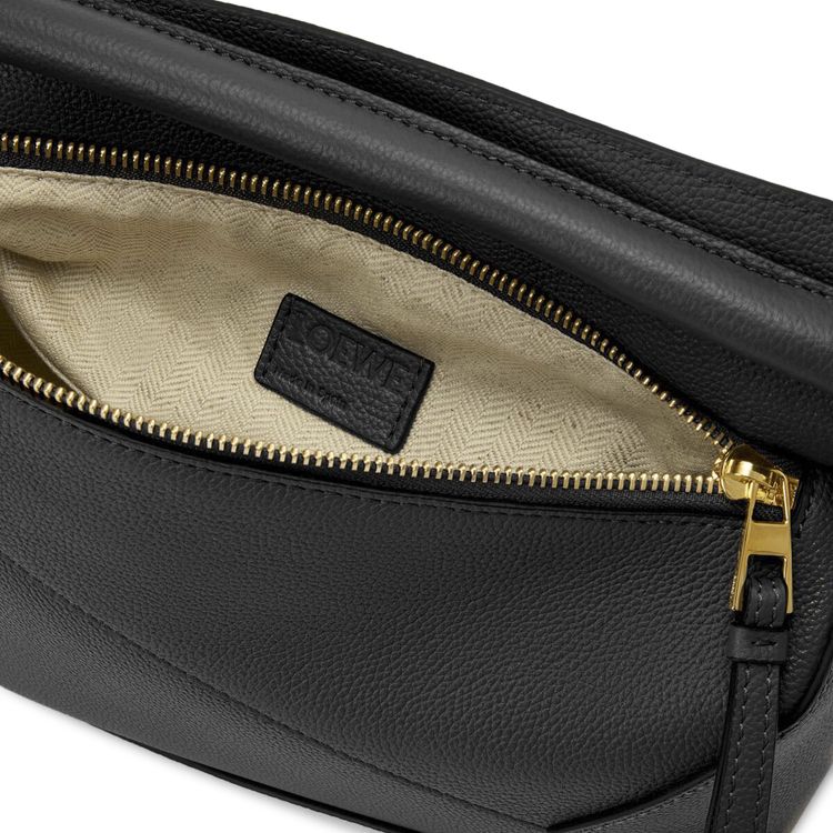 Loewe Small Puzzle Edge Bag In Soft Grained Calfskin Black
