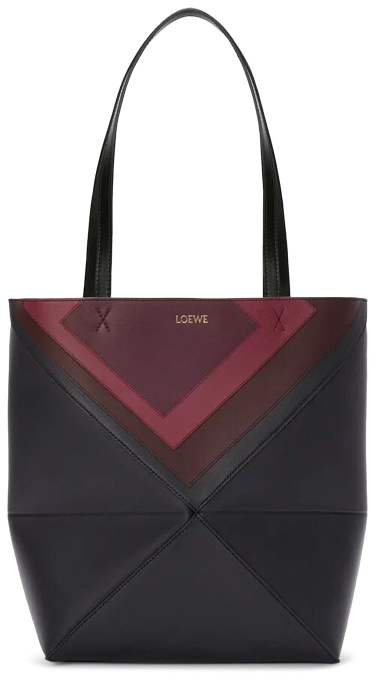 Loewe Medium Puzzle Fold Tote In Nappa Calfskin BlackBurgundy