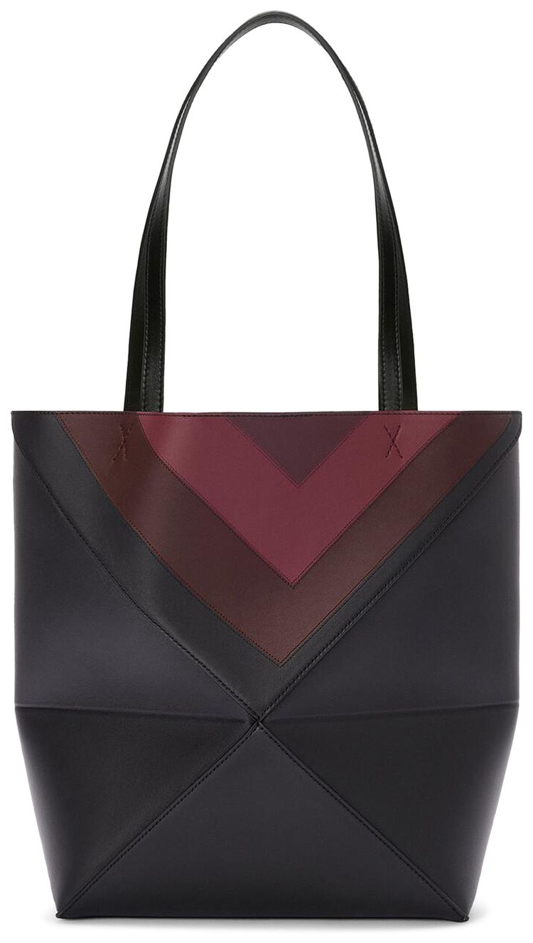 Loewe Medium Puzzle Fold Tote In Nappa Calfskin BlackBurgundy