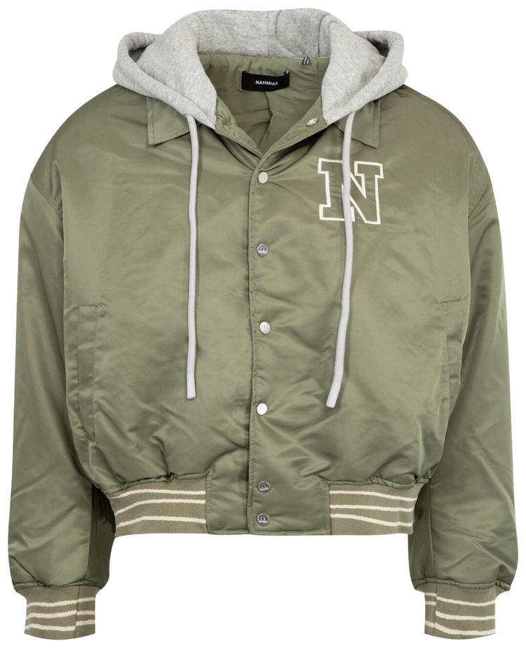 Nahmias Nylon Hooded Bomber Army Green