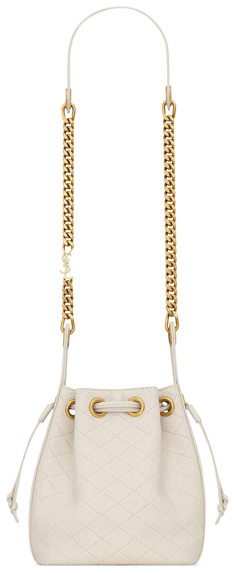 Saint Laurent Cassandre Bucket Bag In Lambskin Crema Soft