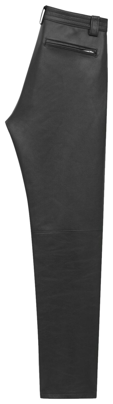 Saint Laurent Belted Pants In Grained Leather Noir