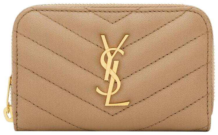 Saint Laurent Cassandre Change Purse In Lambskin Natural Tan