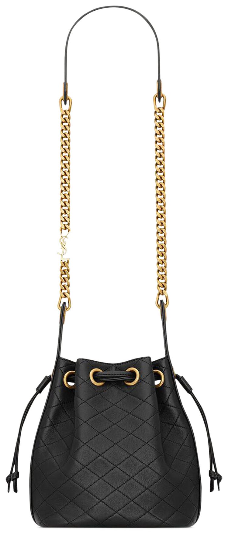 Saint Laurent Cassandre Bucket Bag In Lambskin Nero
