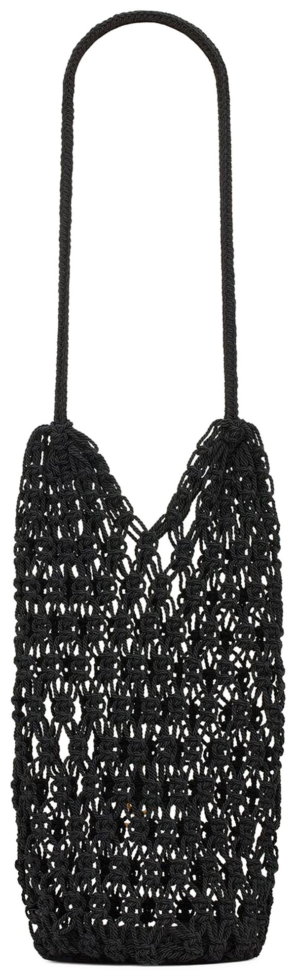 Saint Laurent Cassandre Large Tote In Crochet Nero