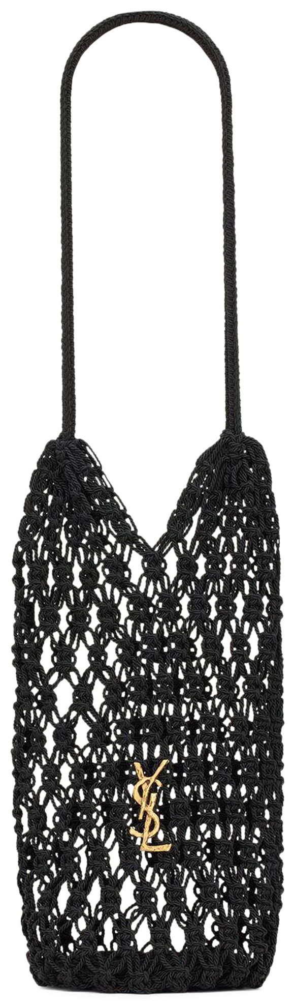 Saint Laurent Cassandre Large Tote In Crochet Nero