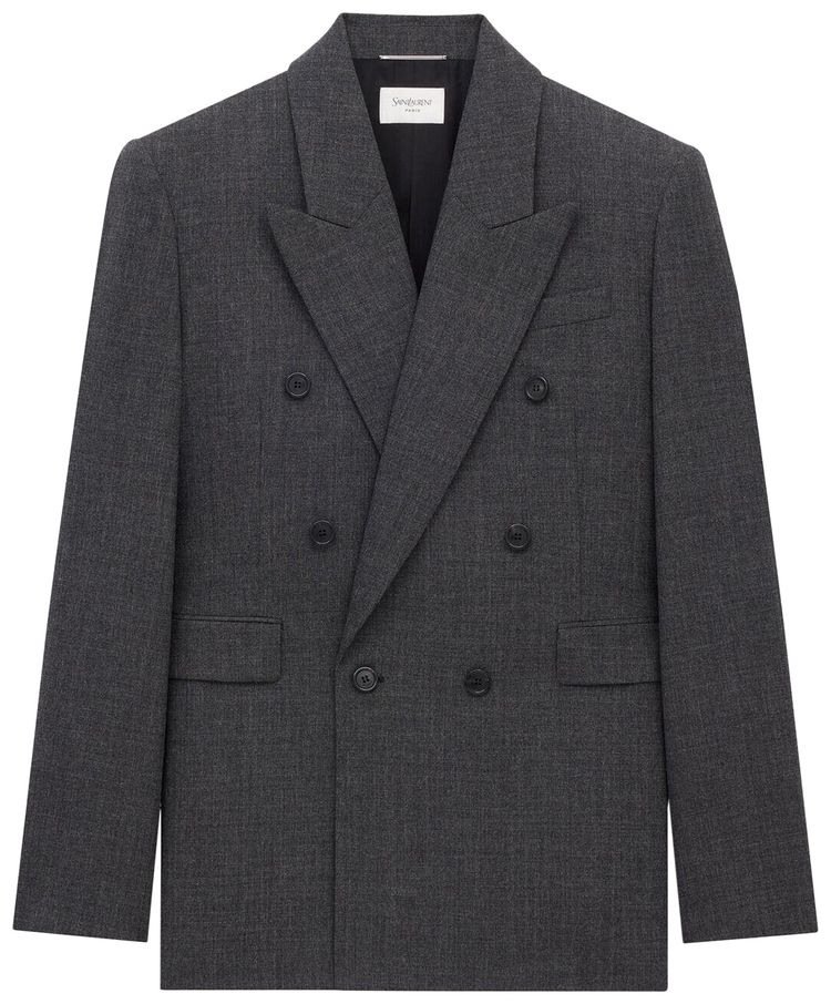 Saint Laurent Jacket In Wool Gris Chine