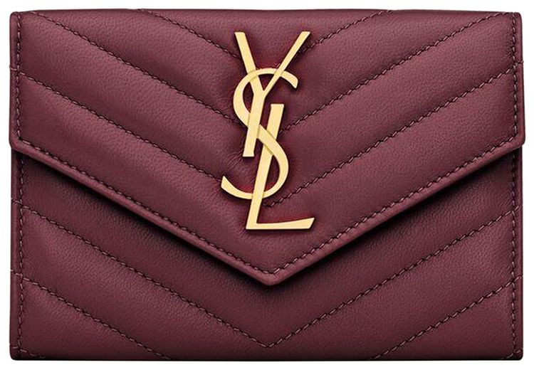 Saint Laurent Cassandre Wallet In Lambskin Hot Wine