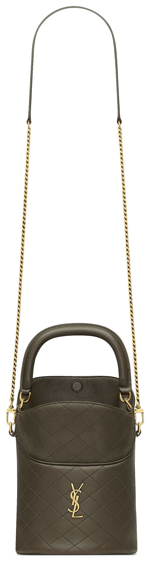 Saint Laurent Gaby Bucket Bag In Lambskin Light Musk