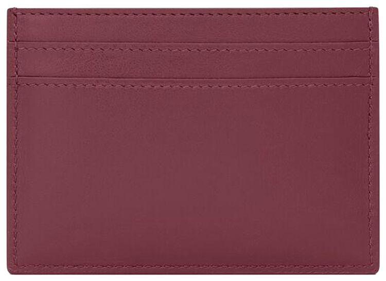 Saint Laurent Paris Card Case In Shiny Leather Dark Ruby