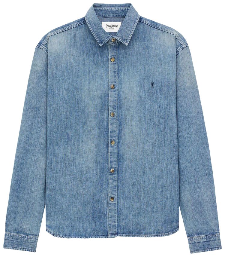 Saint Laurent Cassandre Denim Shirt Day Blue
