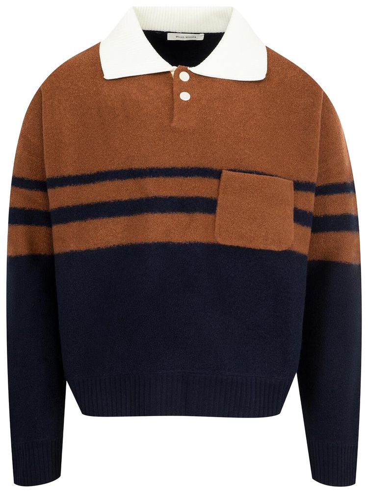 Wales Bonner Calm Polo BrownNavy