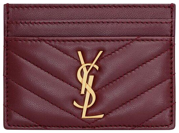 Saint Laurent Cassandre Card Case In Lambskin Hot Wine